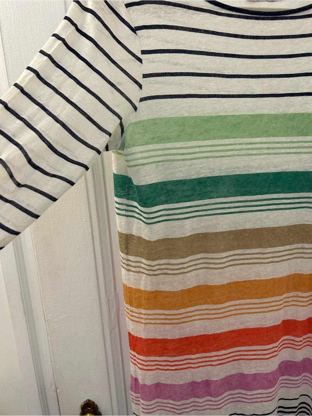 Calypso St. Barth Striped Maxi Dress in White, Navy & Multicolor Bands - Picture 3 of 5